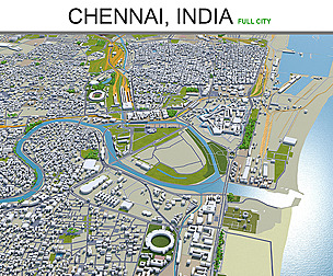 Chennai City India 3D Model  60Km