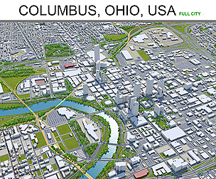 Columbus Columbus City, OH, USA 3D Model  60km