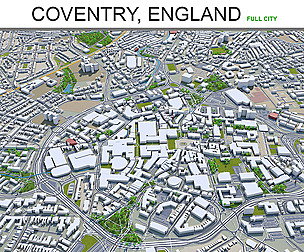 Coventry City England 3D Model  30Km