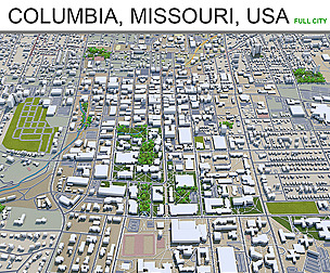 Columbia Missouri city USA 3d model 40KM