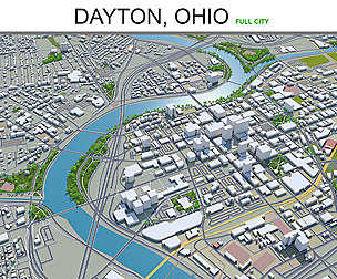 Dayton city ohio 3d model 60km