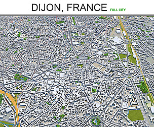 Dijon city France 3d model 30km