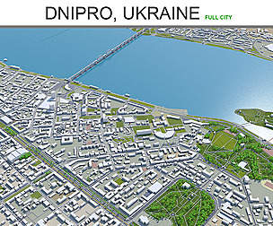 Dnipro city Ukraine 3d model 60Km