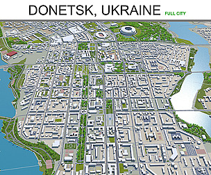 Donetsk city Ukraine 3d model  40Km
