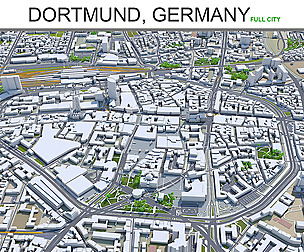 Dortmund city Germany 3d model 45 km