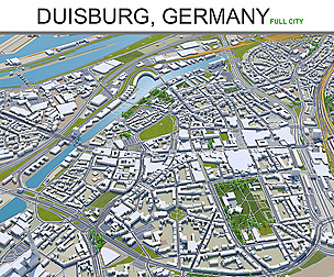 Duisburg city Germany 3d model 60Km