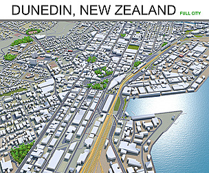Dunedin city New Zealand 3d model 60Km