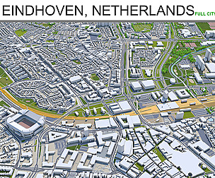 Eindhoven city Netherlands 3d model 30Km