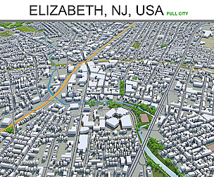Elizabeth city New jersey 3d model  20Km
