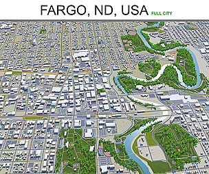 Fargo city North Dakota 3d model  40 km