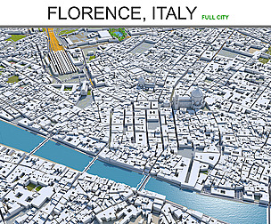 Florence city Italy 3d model 50 Km