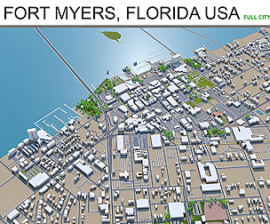 Fort Myers city Florida 3d model 30Km