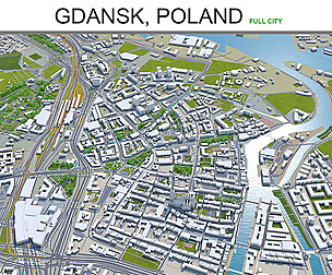 Gdansk city Poland 3d model 60km