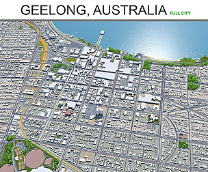 Geelong city Australia 3d model  30km