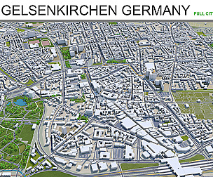 Gelsenkirchen city Germany 3d model  30km
