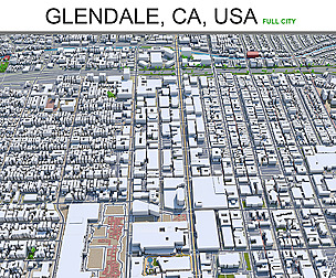 Glendale city California 3d model  30Km