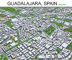 Guadalajara city Spain 3d model  20Km