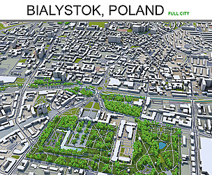 Bialystok city Poland 3d model 60km