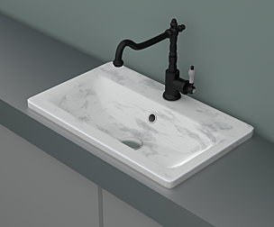 Marble sink with mixer faucet and pipes