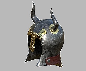Horned barbarian helmet with PBR material