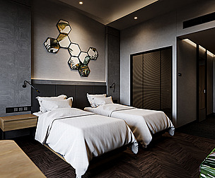 Hotel Bedroom Interior Scene