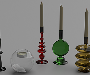 Glass candlesticks and candles
