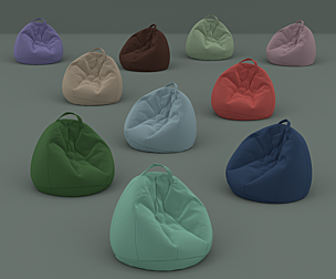 lot of ten colored flock beanbags