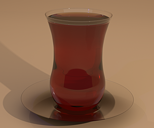 Turkish Bardak tea cup and glass plate