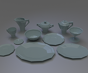 crockery set low poly