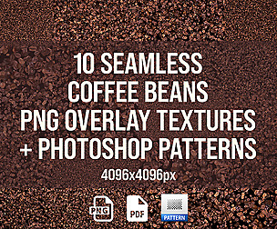 10 Seamless Unique Coffee Beans Textures-Patterns