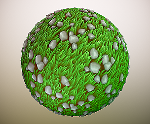 Stylized grass and stones