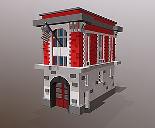 Fire Station Low Poly