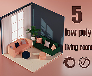 5 Lowpoly Living room