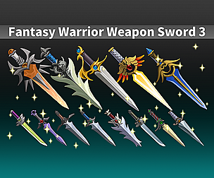 Fantasy Warrior Weapon Sword 3 Set Pack