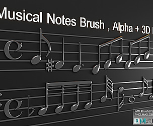 Musical Notes Brush , Alpha & 3D Model