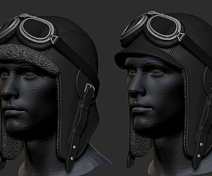 Aviator Helmet simple+lents+fur