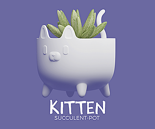 Kitten Plant  Pot for 3D print