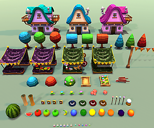 Cartoon Wizard Village Buildings