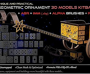 50 Geometric Ornament Models+ABR+IMM+Alpha+Psd+SVG