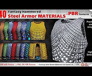 40 Fantasy Steel Armor Materials+PBR Textures-Vol5