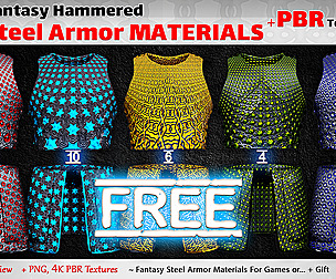 5 Free Fantasy Steel Armor Materials+PBR Textures