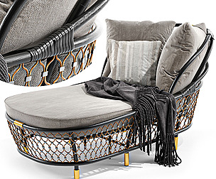 Rattan sun lounger By visionnaire