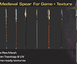 50 Medieval Spears For Game + Texture