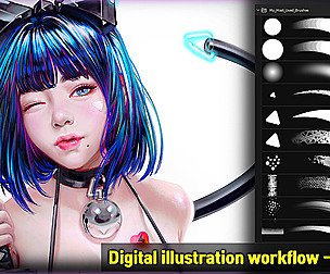 Digital illustration workflow - She's Y4