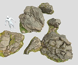 PBR Rocks Stones Set Grassland