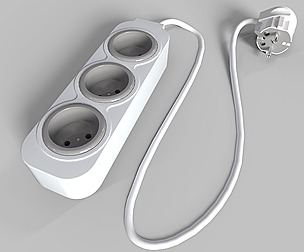 Power strip with three socket and plug