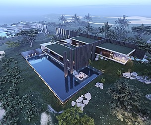 Modern beach villa Revit + Lumion with interior
