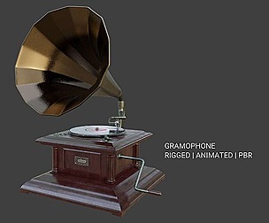 Gramophone Phonograph PBR Low Poly 3D model