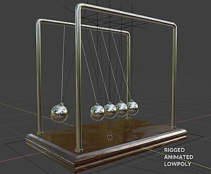 Newton Pendulum Cradle Rigged Animated PBR