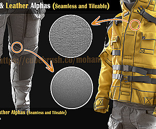 71 Fabric & Leather Alphas (Seamless and Tileable)